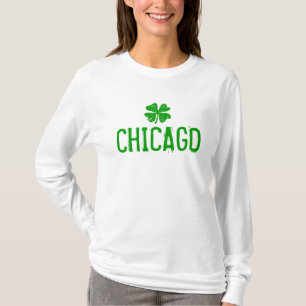 Chicago St patricks day shirt med grungy shamrock T-shirt