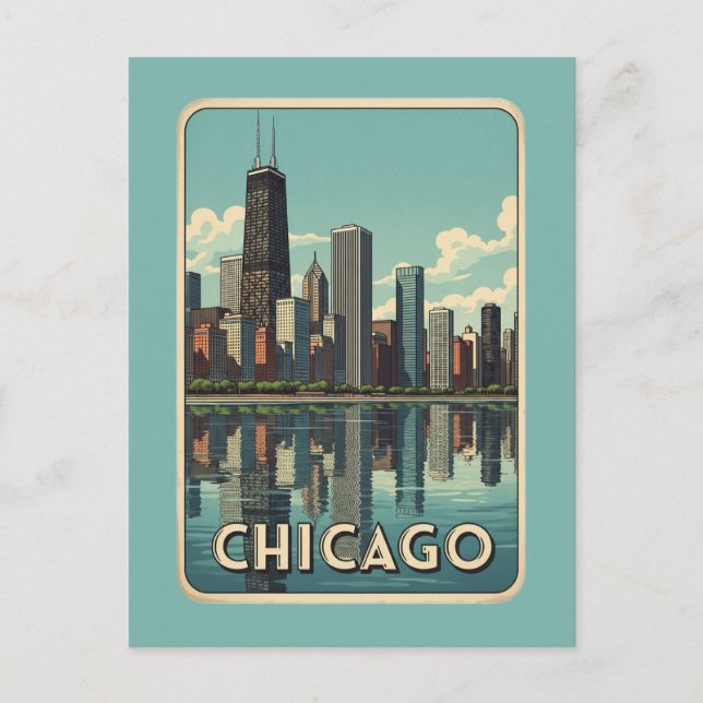 chicago stad vykort (Framsida)
