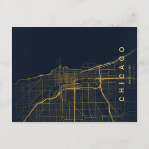 Chicago stads karta Minimal vykort