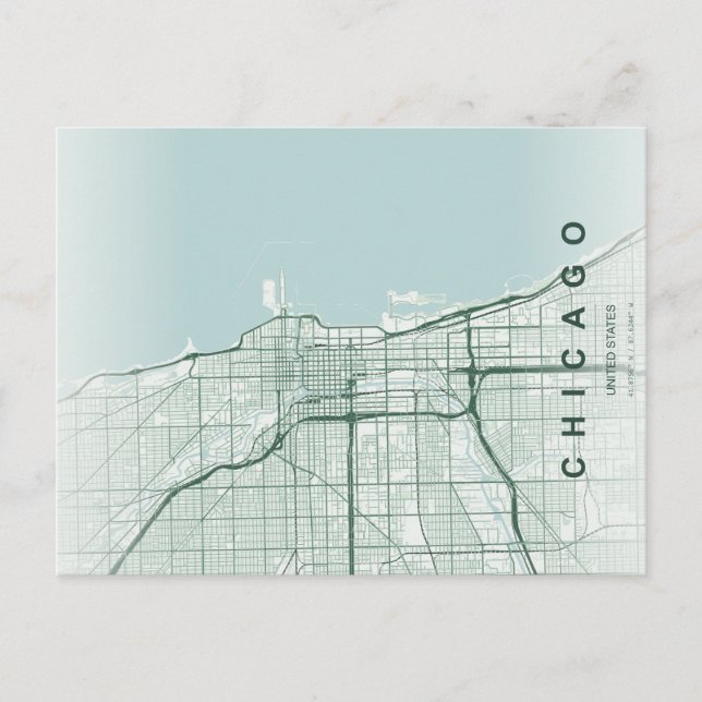 Chicago stads karta Minimal vykort (Framsida)