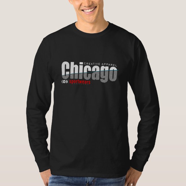 Chicago stadsflagga Downtown Skyline Chicago  3 T Shirt (Framsida)