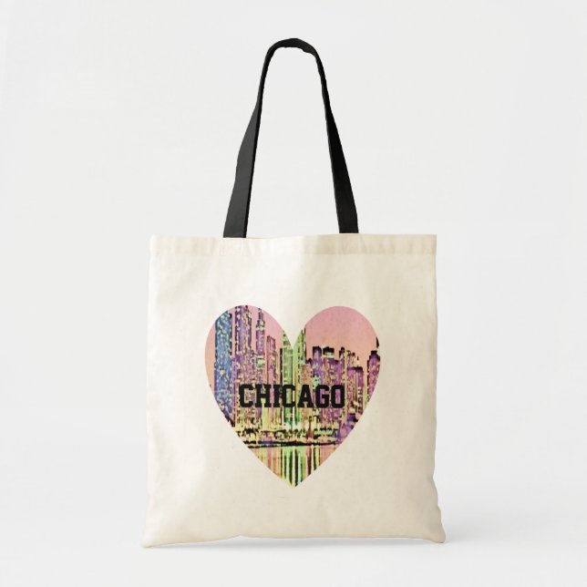 Chicago stadslandskap hjärta tygkasse (Framsidan)