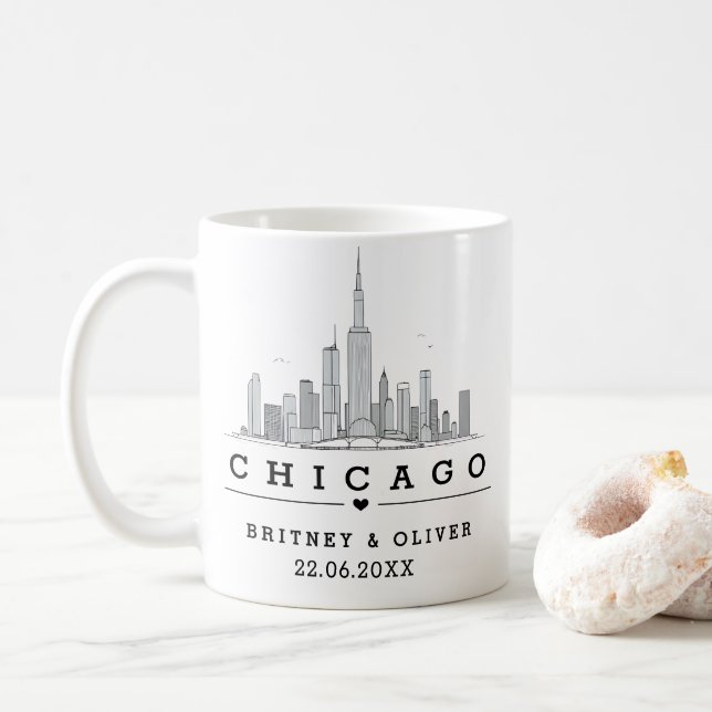 Chicago - Stadssiluett – Skräddarsydd Bröllopsgåva Kaffemugg (Med munk)