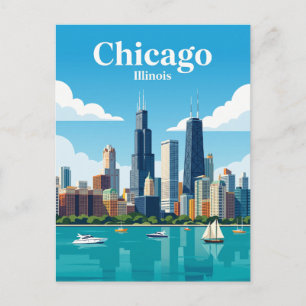 Chicago Stadssiluett USA Vykort