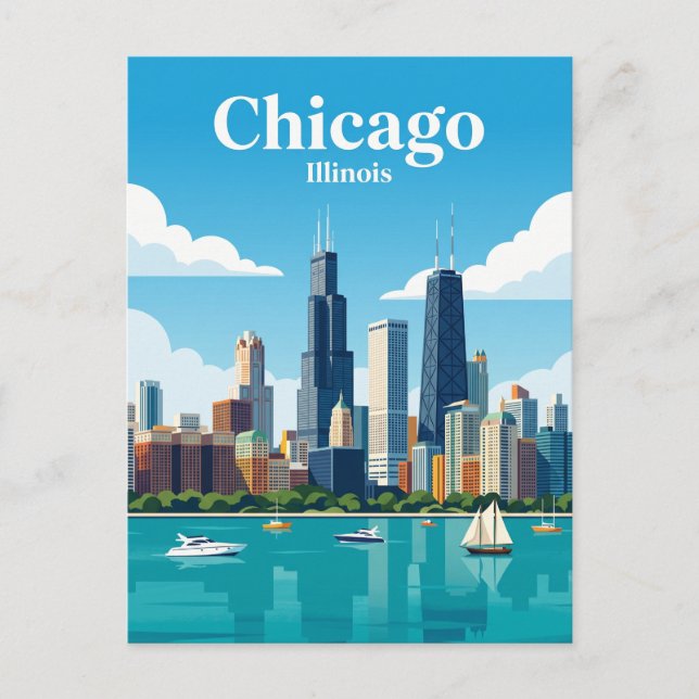 Chicago Stadssiluett USA Vykort (Framsida)