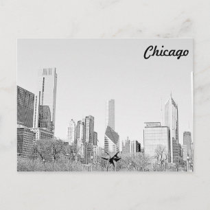 Chicago Stencil Skyline Postcard Vykort