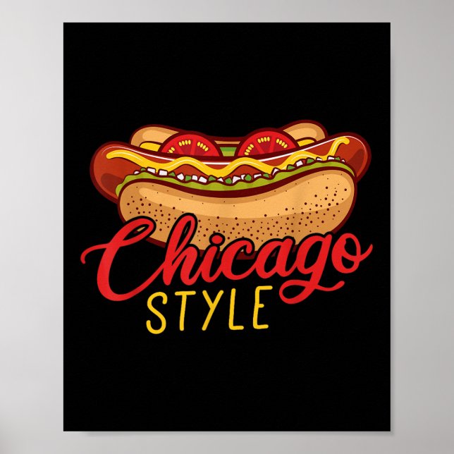 Chicago Stil Best Hett Hund Gift Hotdog Poster (Framsidan)