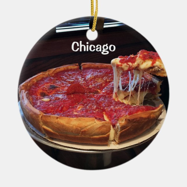Chicago Stil Deep Dish Julgransprydnad Keramik (Framsidan)