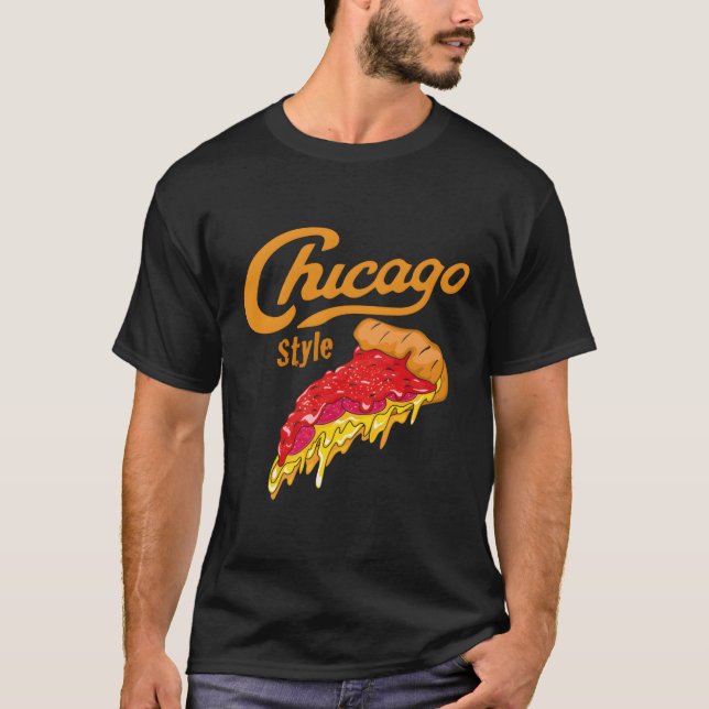Chicago Stil Deep Dish Pan Pizza T Shirt (Framsida)