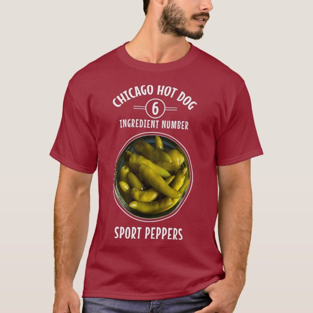 Chicago Stil Hett Hund Bun Ingredient List T Shirt (Framsida)