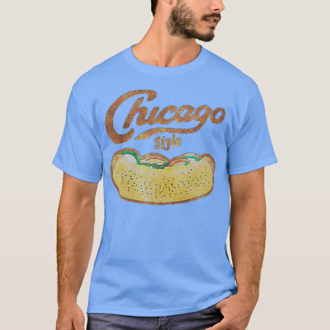 Chicago Stil Hett Hund Distress T Shirt (Framsida)