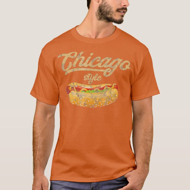 Chicago Stil Hett Hund Hotdog Gift T Shirt (Framsida)