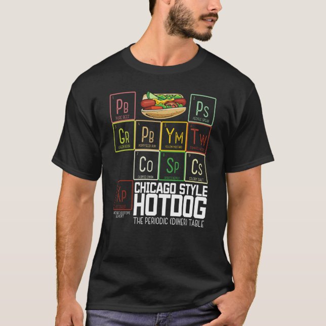 Chicago Stil Hett Hund Periodic Dinner Bord Ele T Shirt (Framsida)