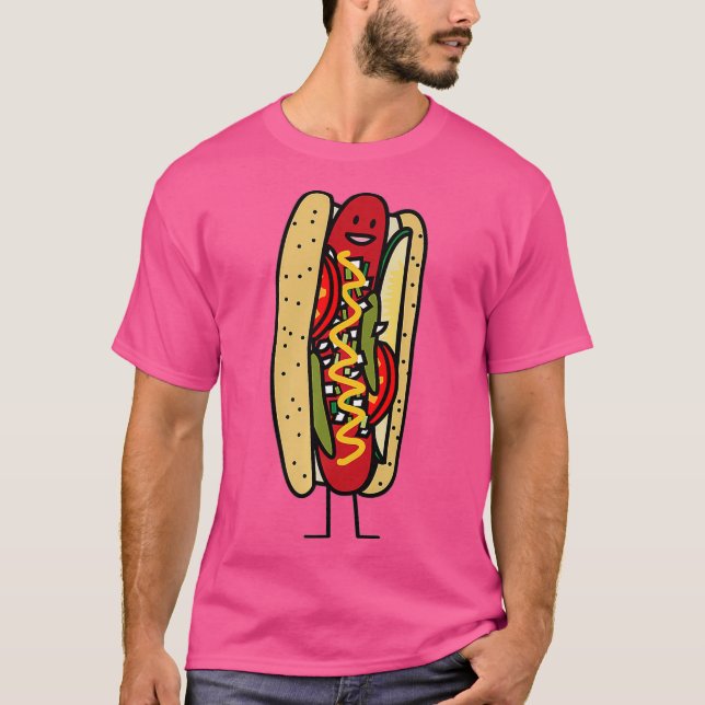 Chicago Stil Hett Hund poppy seed bun red hett T Shirt (Framsida)