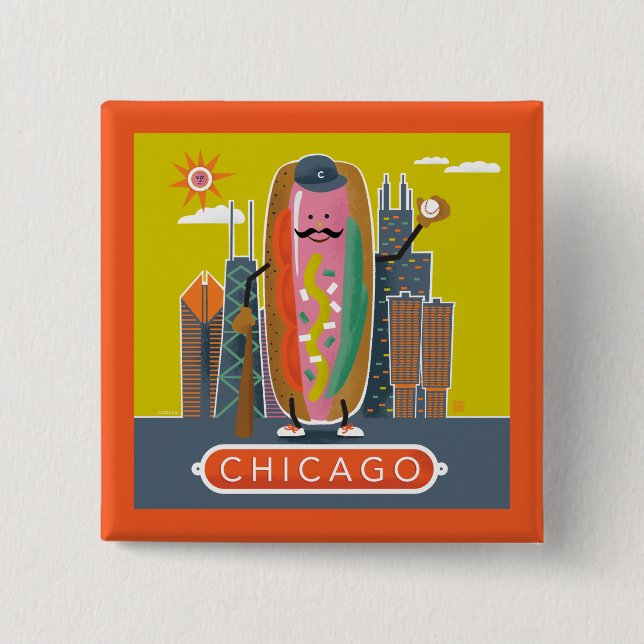 Chicago-Stil Hotdog Knapp (Framsida)