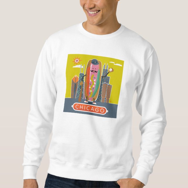 Chicago-Stil Hotdog Lång Ärmad Tröja (Framsida)
