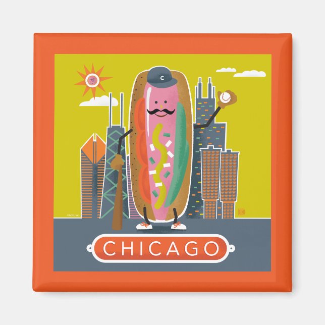 Chicago-Stil Hotdog Magnet (Framsidan)