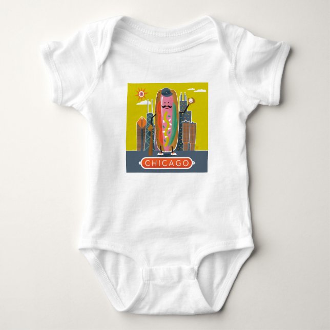 Chicago-Stil Hotdog T Shirt (Framsida)