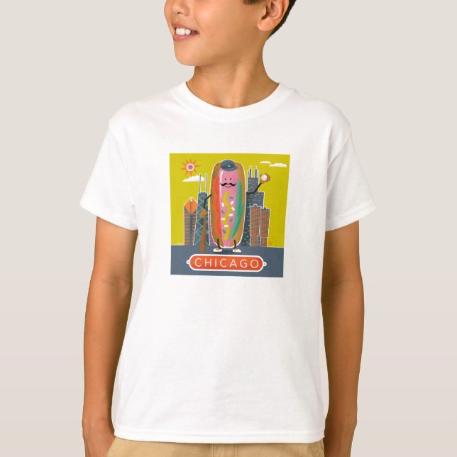 Chicago-Stil Hotdog T Shirt (Framsida)