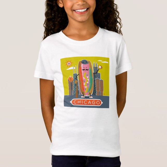 Chicago-Stil Hotdog T Shirt (Framsida)