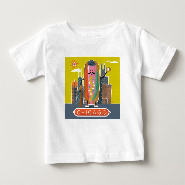 Chicago-Stil Hotdog T Shirt (Framsida)
