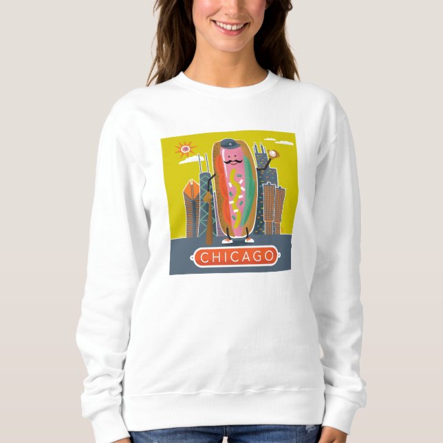 Chicago-Stil Hotdog T Shirt (Framsida)