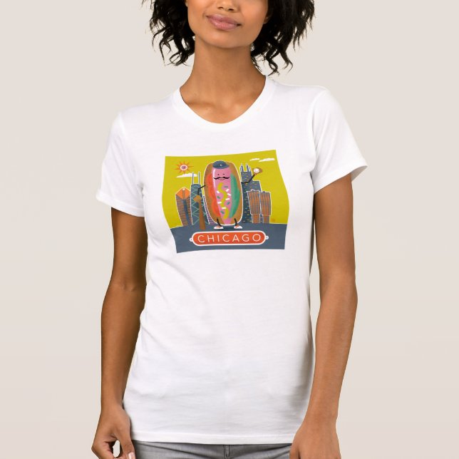 Chicago-Stil Hotdog T Shirt (Framsida)