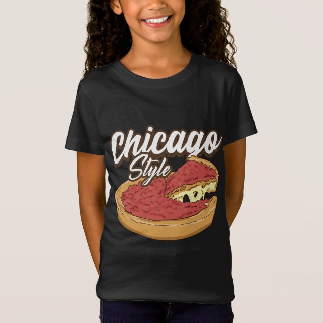 Chicago Stil Pizza Deep Dish Pizza Thick Crust Fo T Shirt (Framsida)