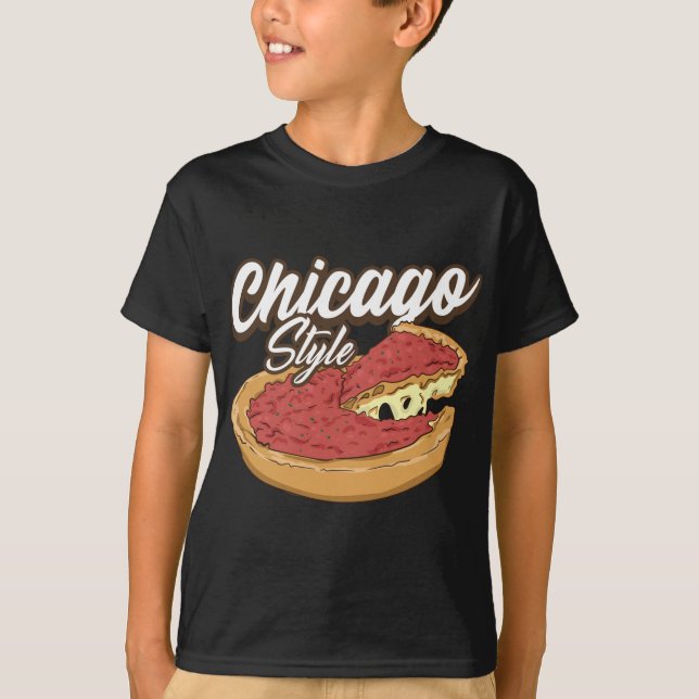 Chicago Stil Pizza Deep Dish Pizza Thick Crust Fo T Shirt (Framsida)