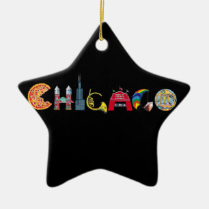 Chicago stjärnaprydnad julgransprydnad keramik