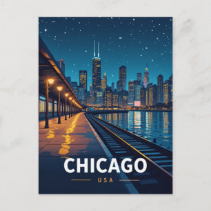 Chicago Stjärnklara Natthorisont Vykort
