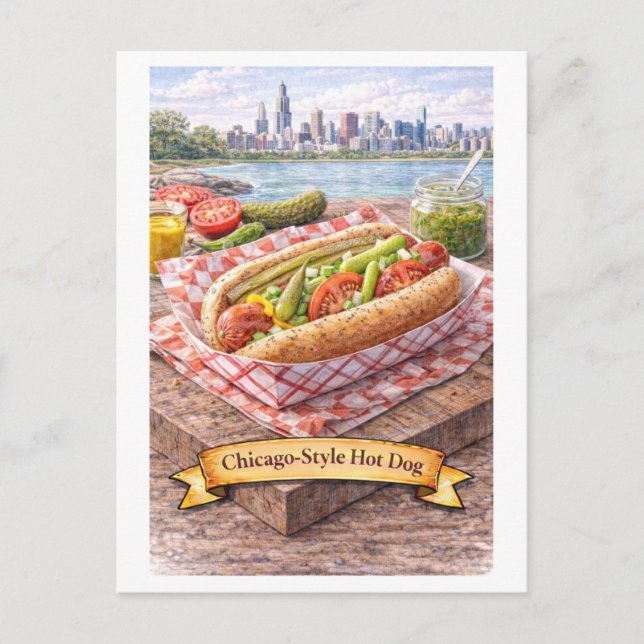 Chicago-Style Hot Dog (American Food Series) Vykort (Framsida)