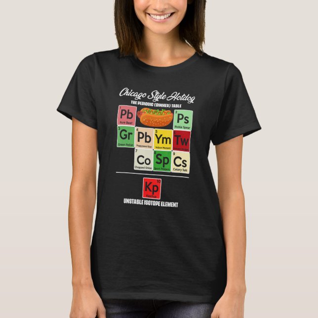 Chicago Style Hot Dog Periodic Dinner Table of Ele T Shirt (Framsida)
