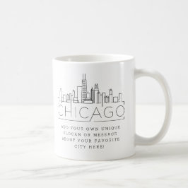 Chicago Stylized Skyline | Anpassningsbar Slogan Kaffemugg