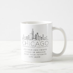 Chicago Stylized Skyline Anpassningsbar Slogan Kaffemugg