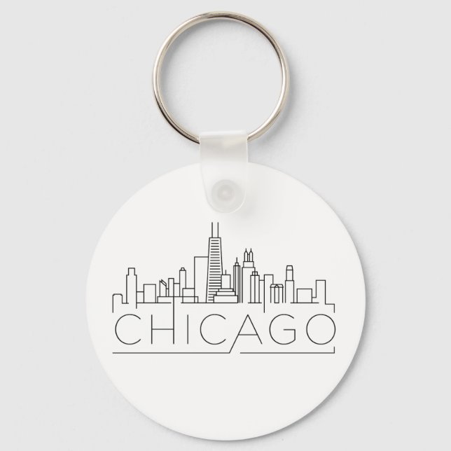 Chicago Stylized Skyline Nyckelring (Framsida)