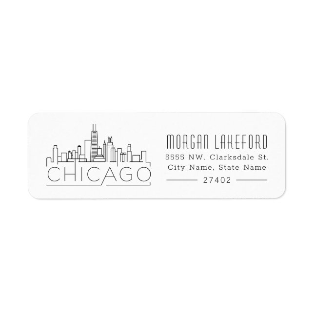 Chicago Stylized Skyline | Returadress Etikett (Framsidan)
