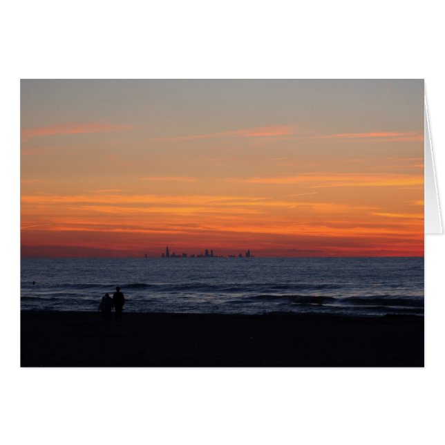 Chicago Sunset 2 Hälsningskort (Framsidan Horizontal)