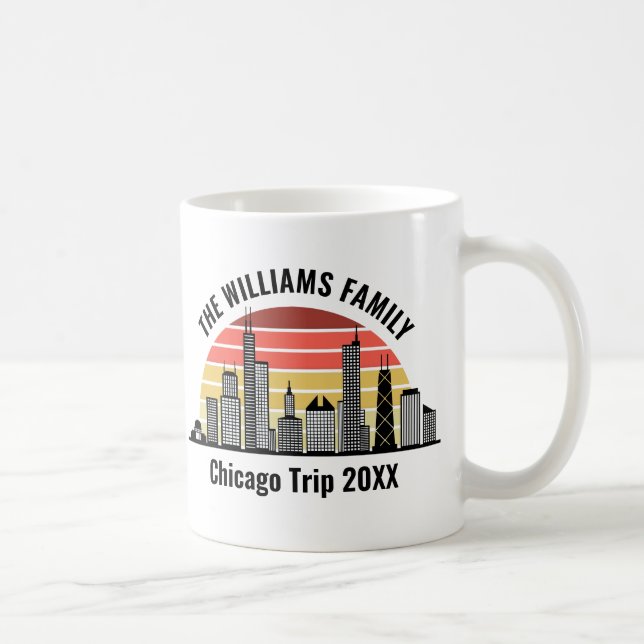 Chicago Sunset Custom Family Trip Keepsake Kaffemugg (Höger)