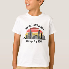 Chicago Sunset Customized Family Trip Kids T Shirt