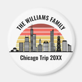 Chicago Sunset Customized Trip Souvenir Magnet