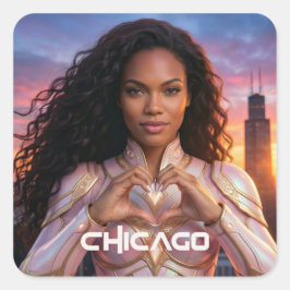 CHICAGO - SUPERHJÄLTE FYRKANTIGT KLISTERMÄRKE