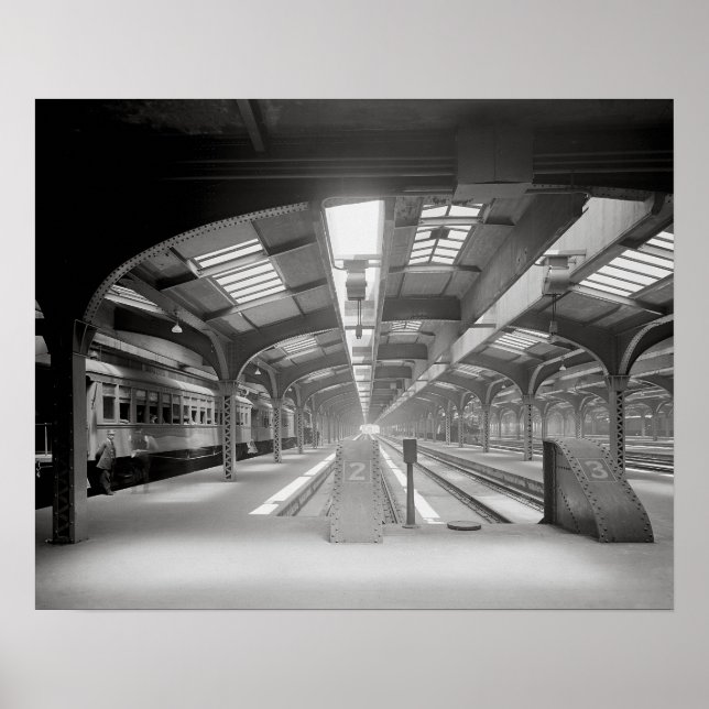 Chicago Tåg Station, 1920. Vintage Railroad Poster (Framsidan)