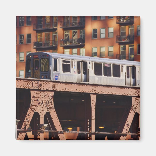 Chicago Tåg vid Riverbend Magnet (Framsidan)