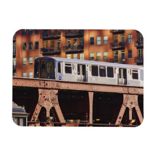 Chicago Tåg vid Riverbend Magnet