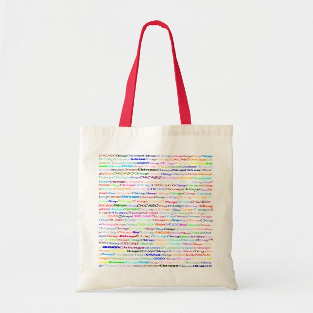 Chicago Text Design II Budget Tote Bag Tygkasse (Framsidan)
