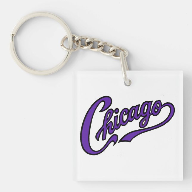 Chicago Text i Lila Script-nyckelkedja (Framsidan)