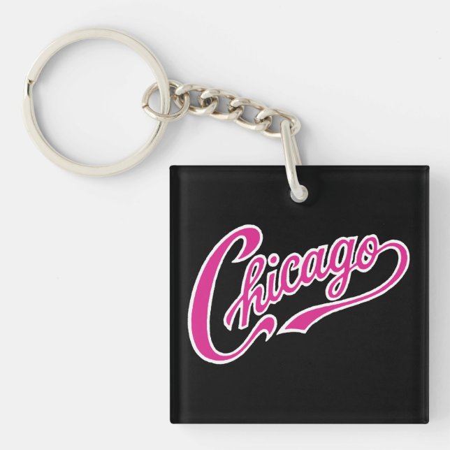 Chicago Text i Rosa Script BLK Keychain (Framsidan)