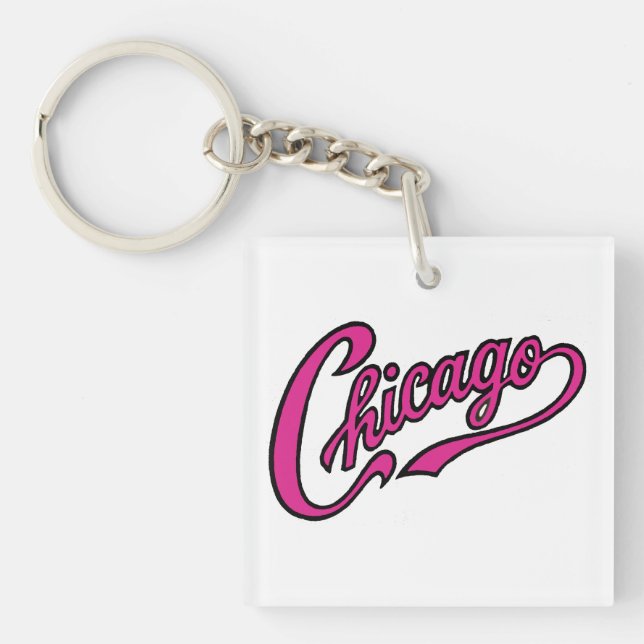 Chicago Text i Rosa Script-nyckelkedja (Framsidan)