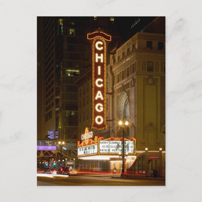 Chicago Theater, Chicago Illinois Travel Post Card Vykort (Framsida)